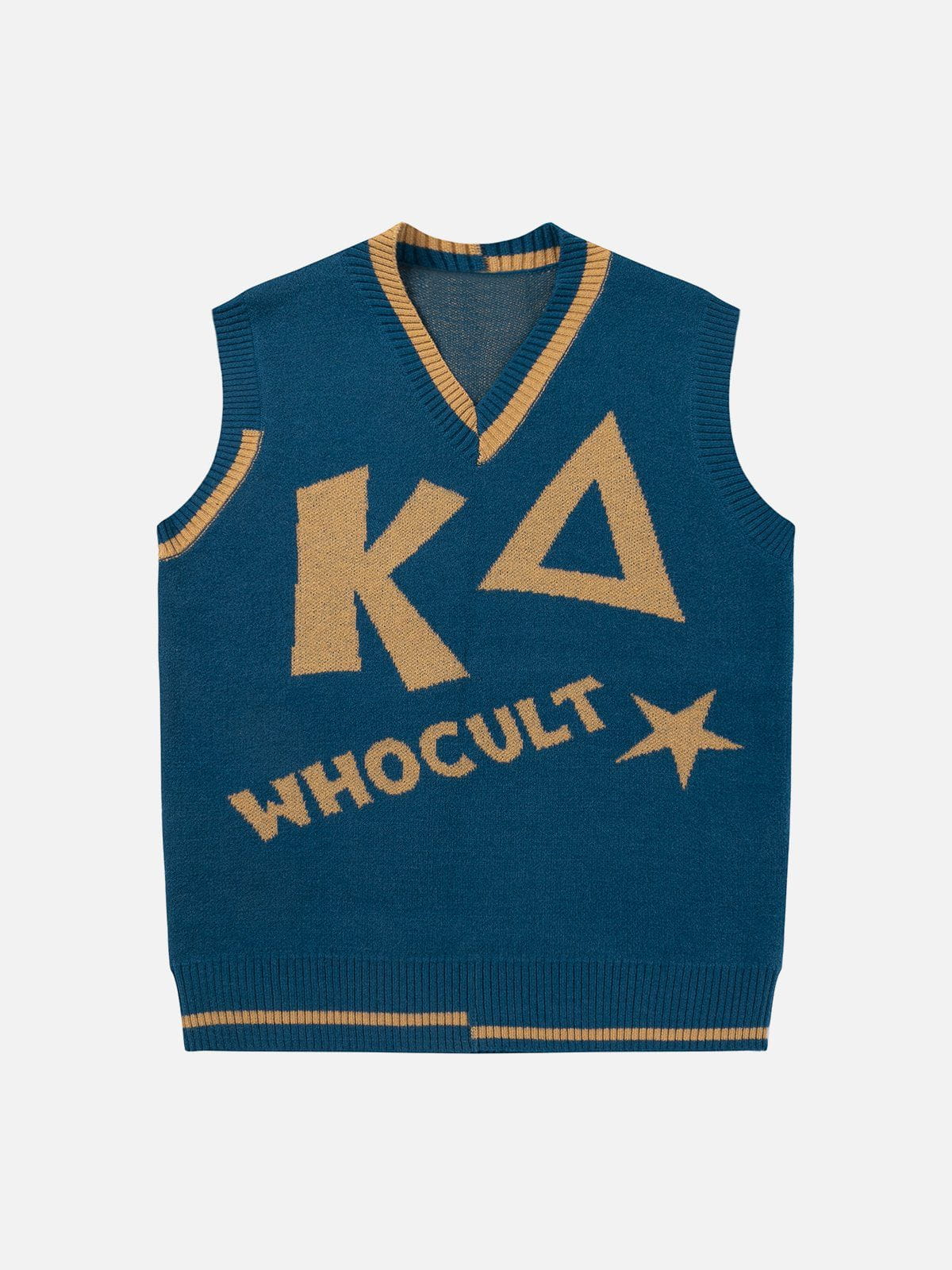 Majesda® - WHOCULT Embroidery Sweater Vest outfit ideas streetwear fashion