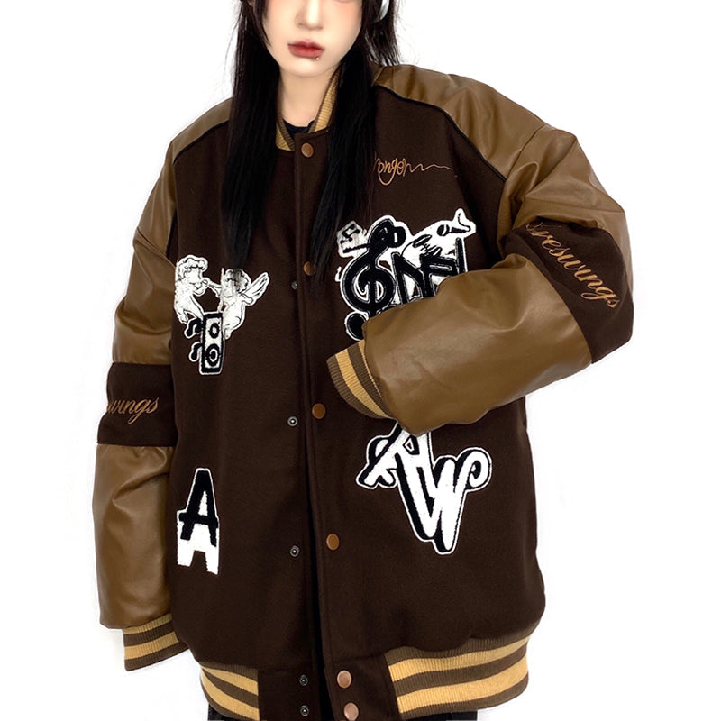 Majesda® - Winter Baseball Jacket Music Audio outfit ideas, streetwear fashion - majesda.com