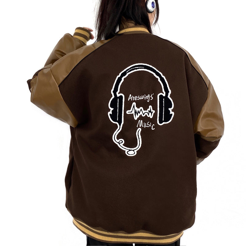 Majesda® - Winter Baseball Jacket Music Audio outfit ideas, streetwear fashion - majesda.com