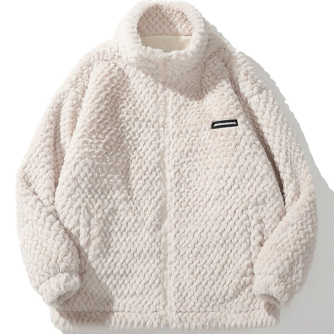 Majesda® - Woven Texture Plush Winter Coat outfit ideas streetwear fashion
