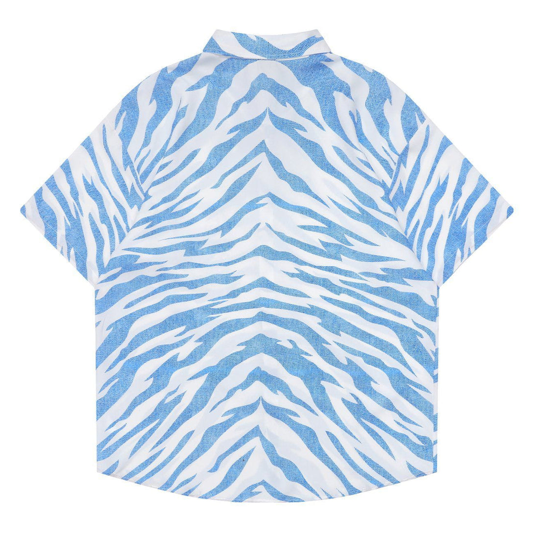 Majesda® - Zebra Graphic Sleeve Shirt outfit ideas streetwear fashion