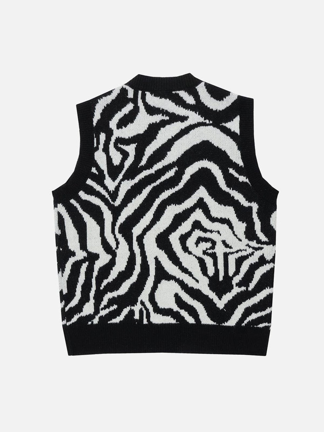 Majesda® - Zebra Pattern Embroidery Sweater Vest outfit ideas streetwear fashion