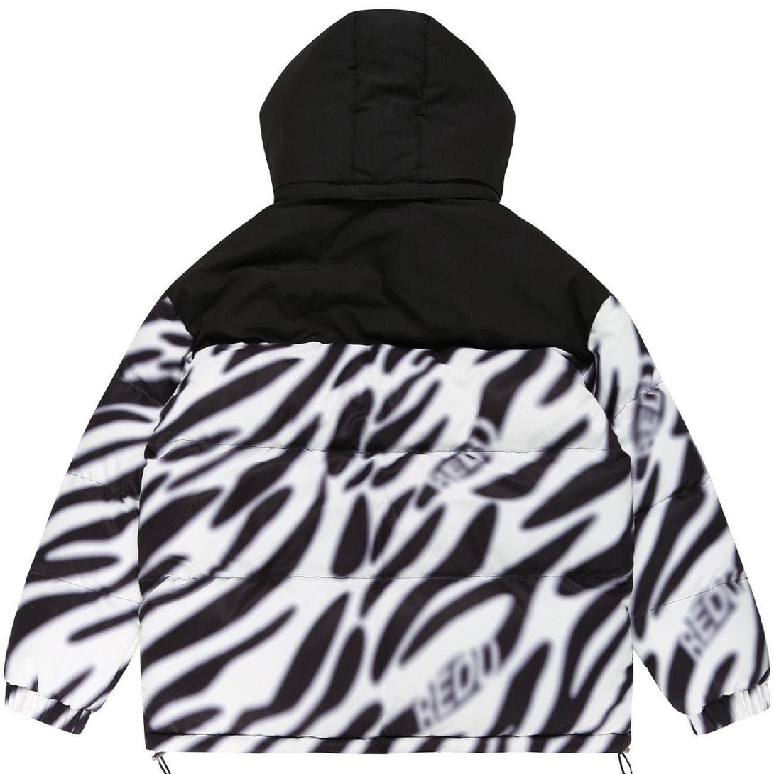 Majesda® - Zebra Pattern Hooded Winter Coat outfit ideas streetwear fashion