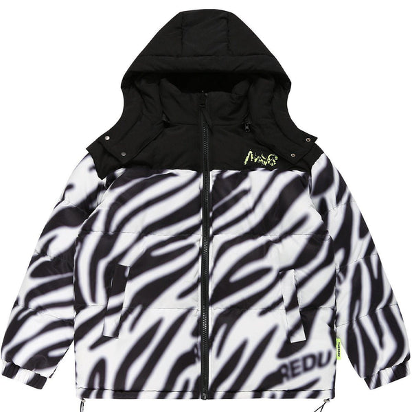 Majesda® - Zebra Pattern Hooded Winter Coat outfit ideas streetwear fashion