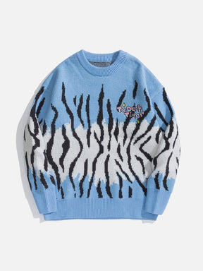 Majesda® - Zebra Pattern Knit Sweater outfit ideas streetwear fashion