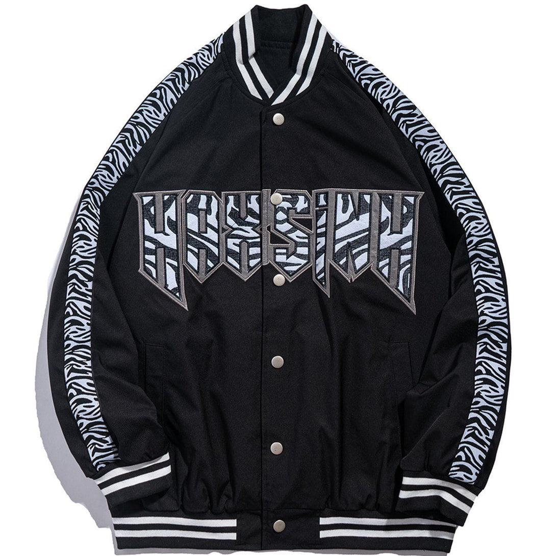 Majesda® - Zebra Pattern Patchwork Jacket outfit ideas, streetwear fashion - majesda.com