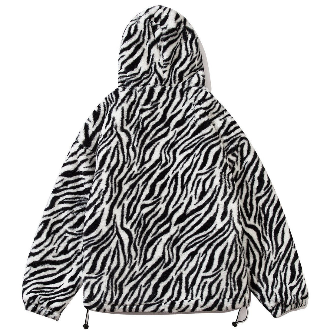 Majesda® - Zebra Pattern Winter Coat outfit ideas streetwear fashion