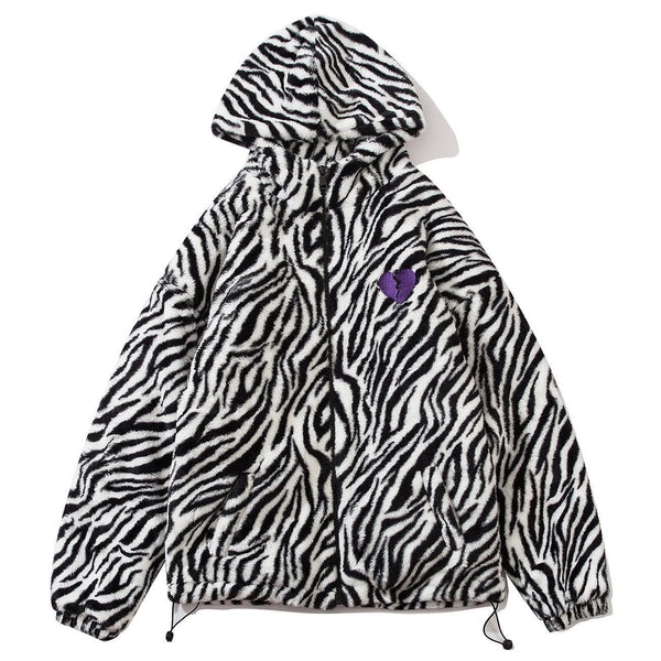 Majesda® - Zebra Pattern Winter Coat outfit ideas streetwear fashion