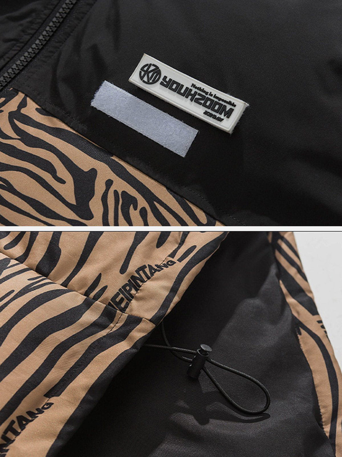 Majesda® - Zebra Print Down Coat outfit ideas streetwear fashion