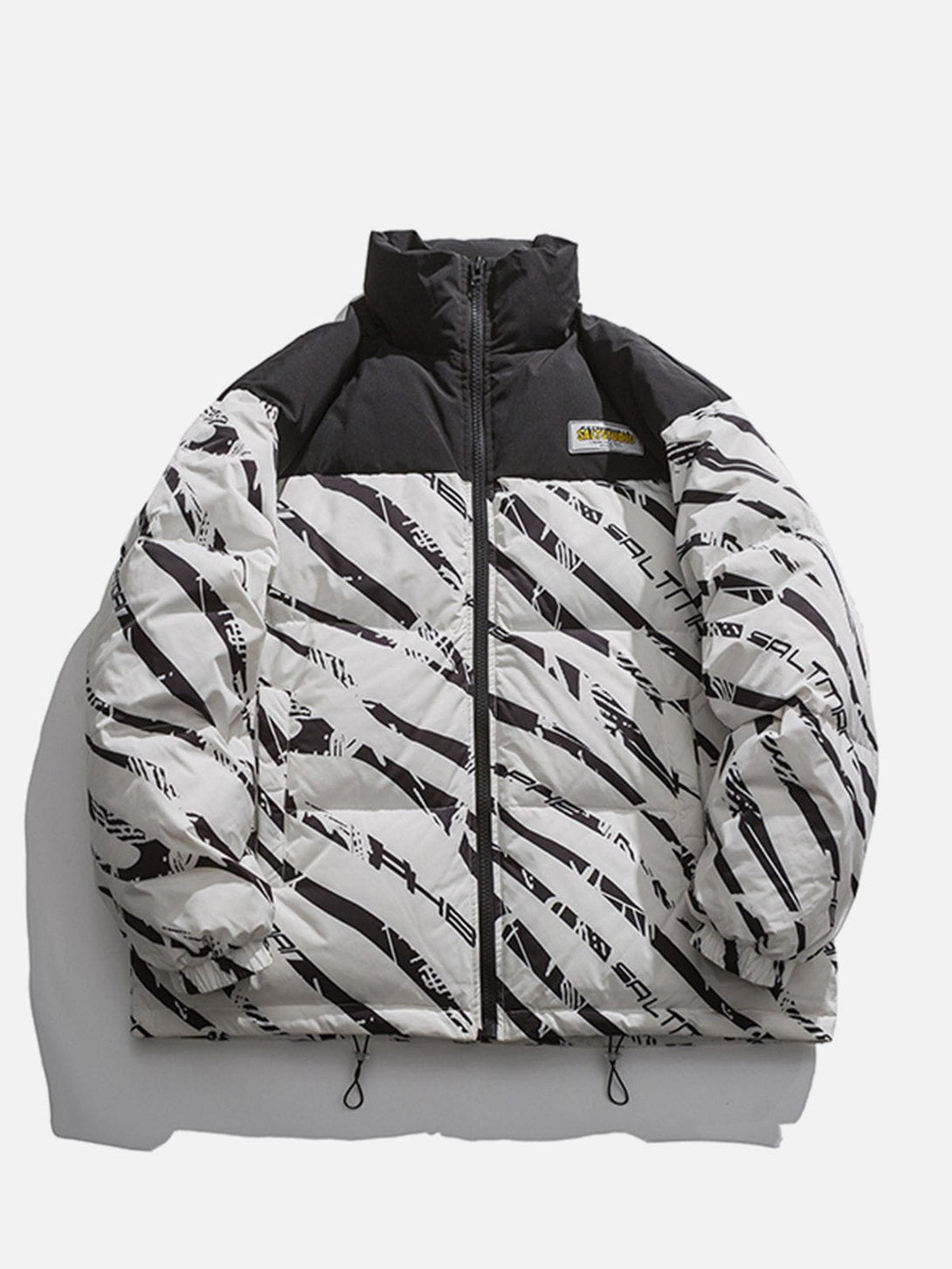 Majesda® - Zebra Print Splicing Winter Coat outfit ideas streetwear fashion